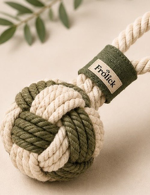 Frolick Rope Knot Ball with Handle — Rope & tug toy